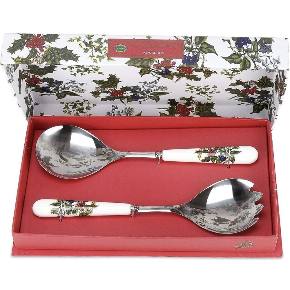 NEW Portmeirion The Holly and the Ivy Salad Servers Set HV1107 - Picture 3 of 3